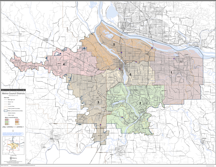 A map depicting Metro districts